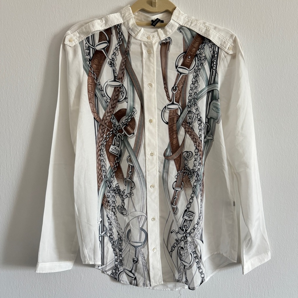 Gucci Tom Ford Silk Horsebit Equestrian Silk Top